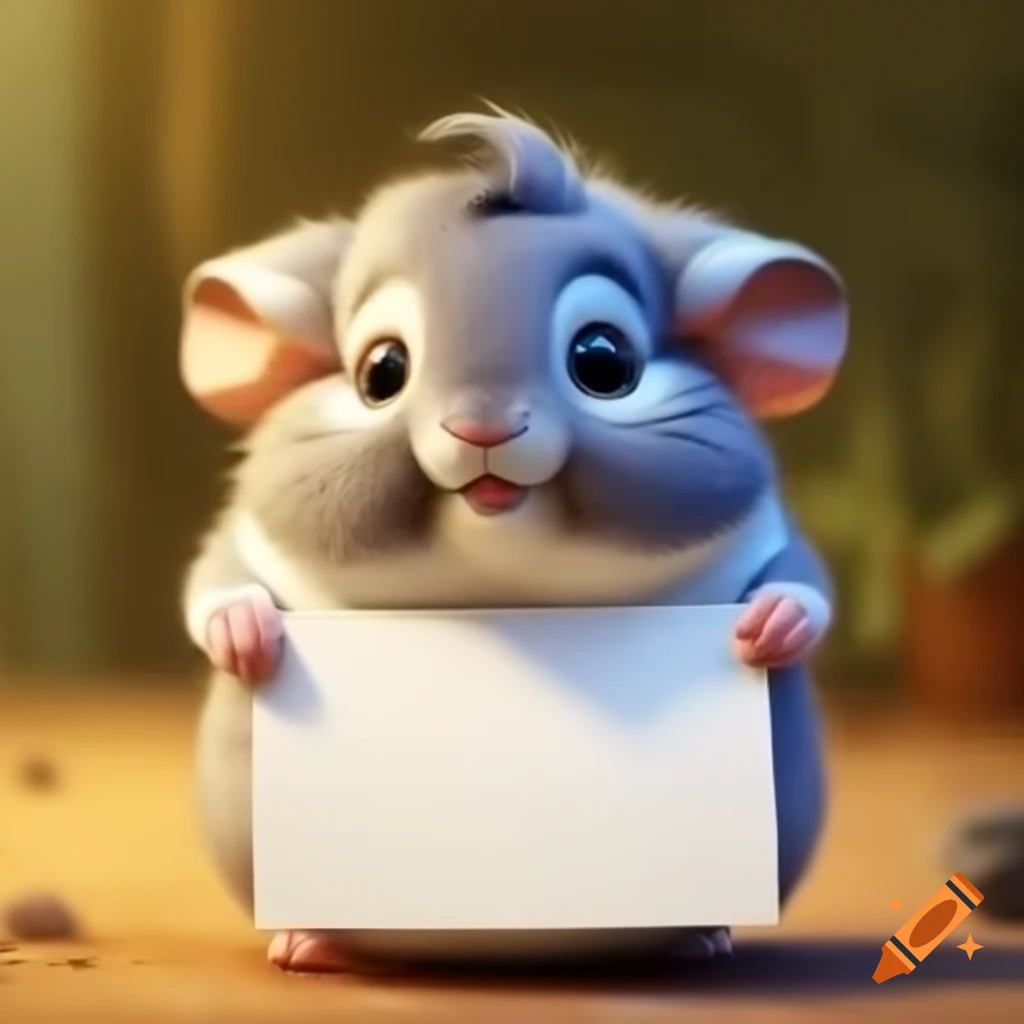 Cartoon chinchilla standing with blank paper displaying 'Be Brave'