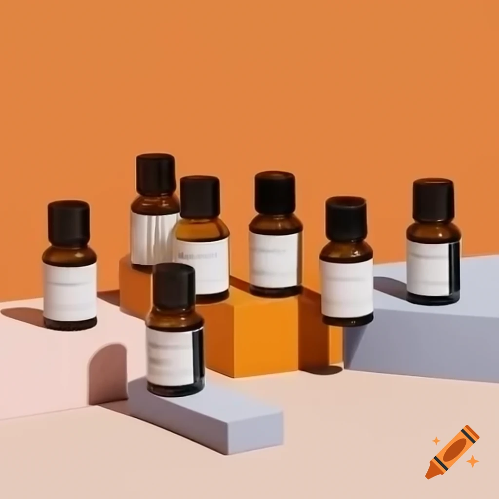 Various essential oil bottles arranged aesthetically