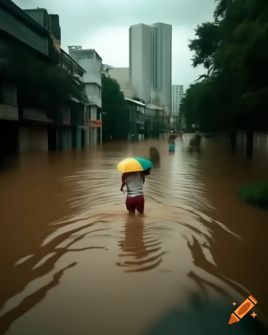 Flooding in residential area