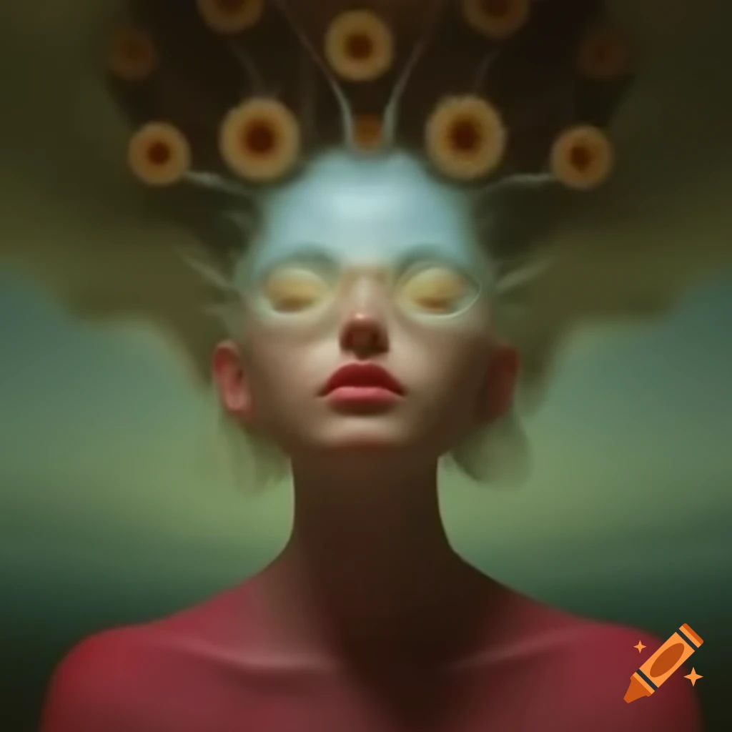 Surrealist art composition with abstract elements