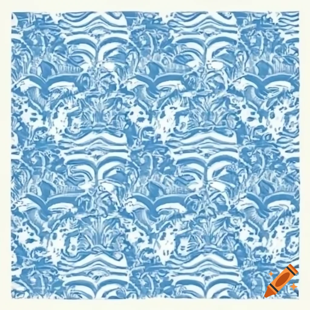 Ornate illustration of blue waves from old French dictionary