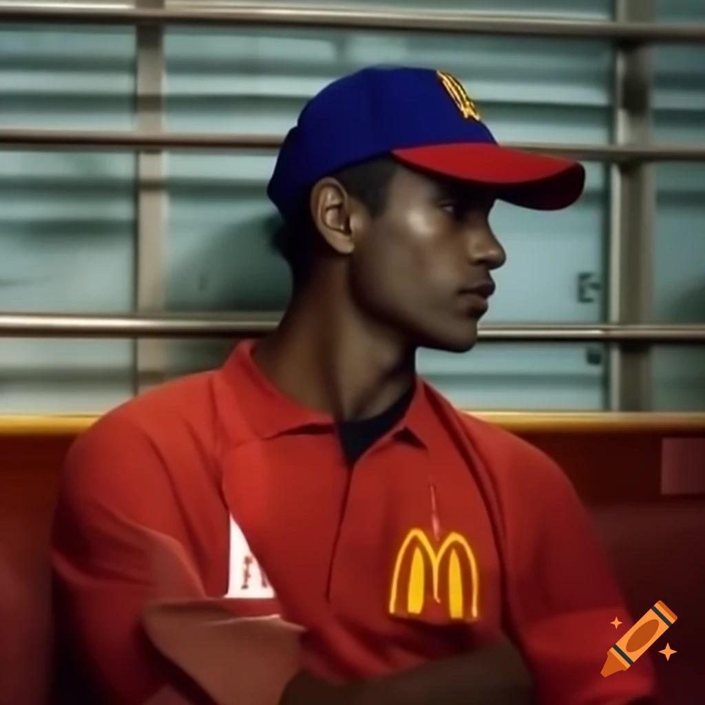 Split image of Sri lake and a man in McDonald's uniform
