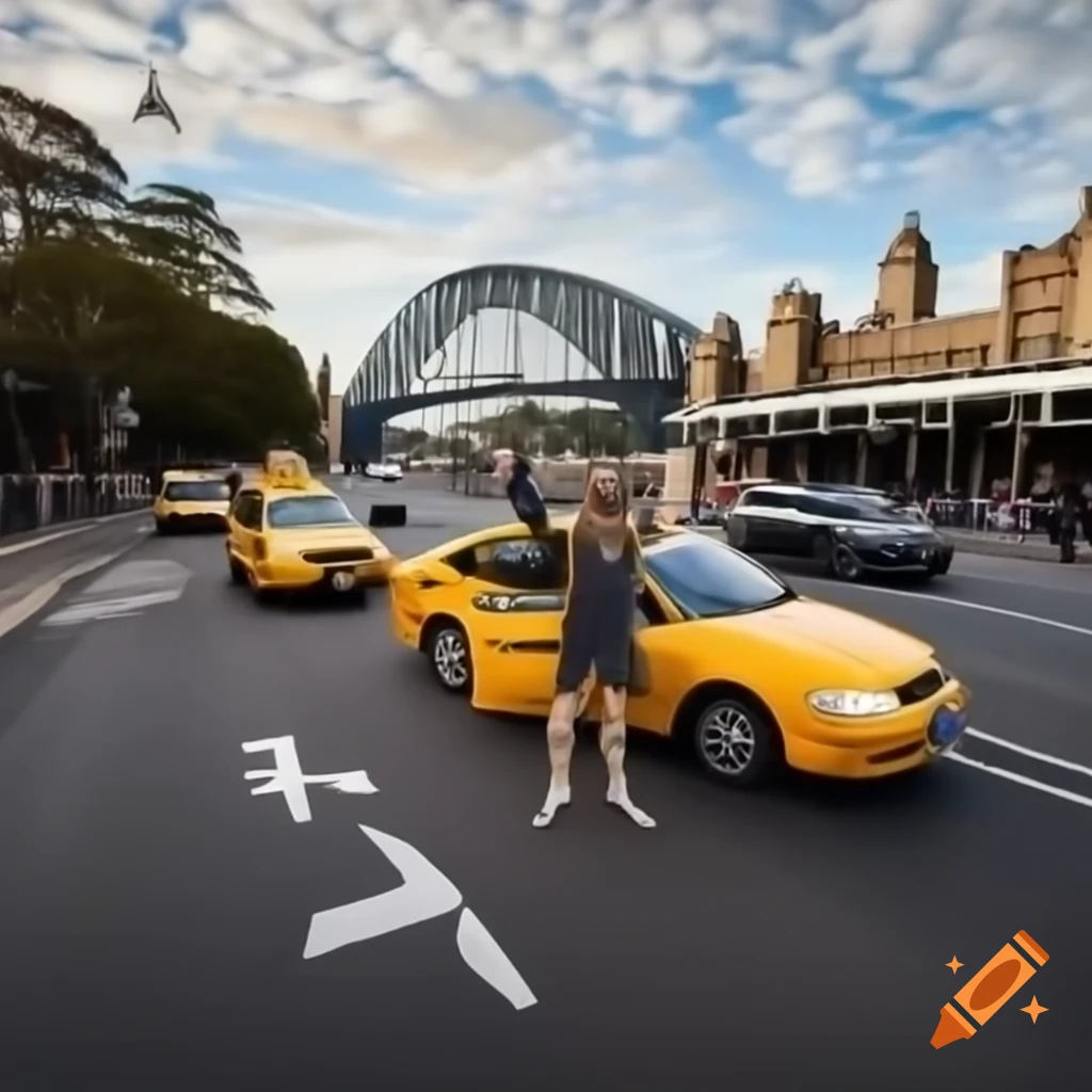 Humorous hump day image featuring taxi in Sydney with 'happy hump day' text