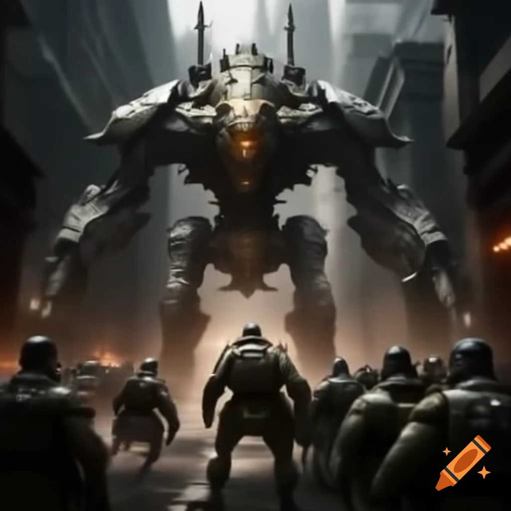 Intense alleyway scene with general in a complex dream