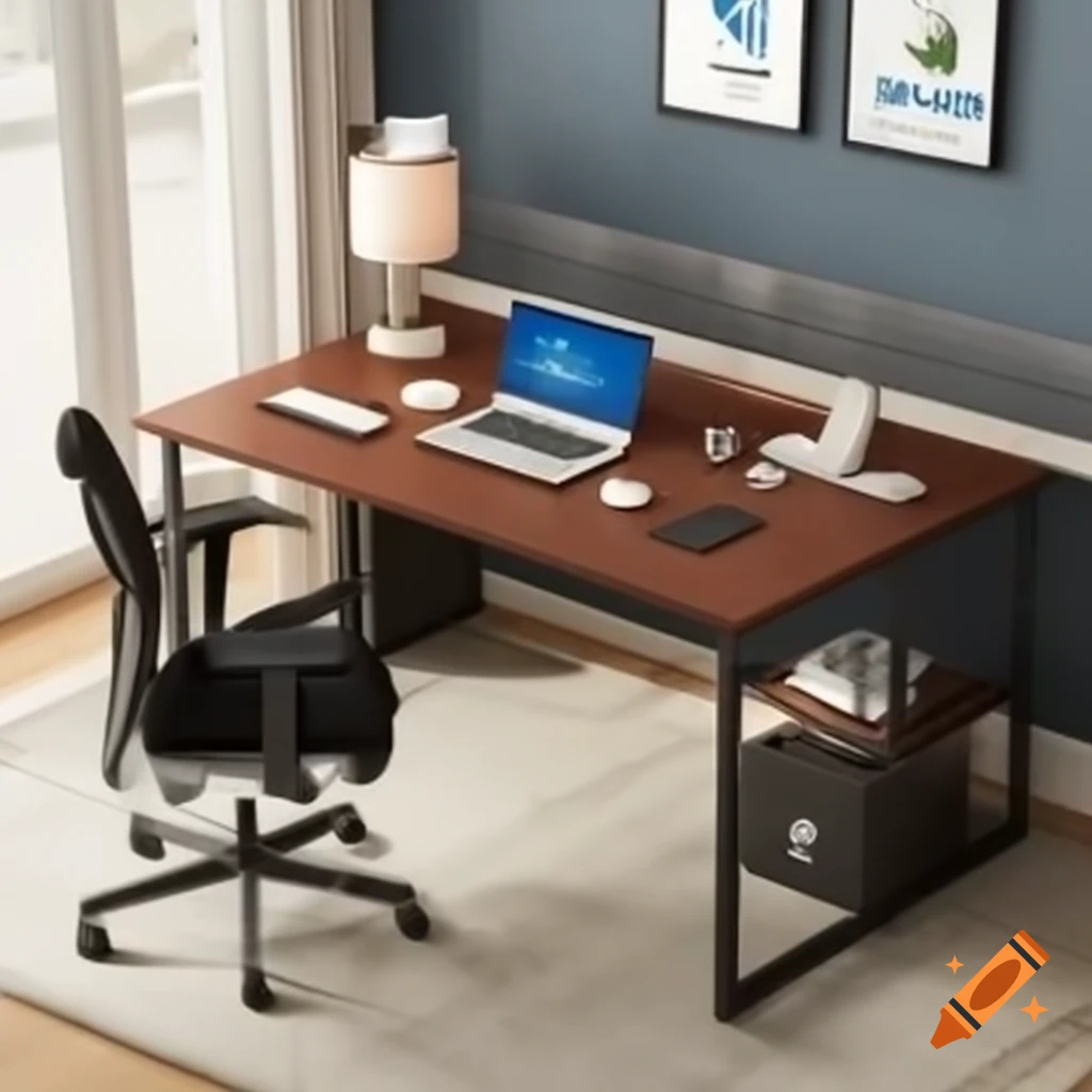 Creating a laptop on a table in an office