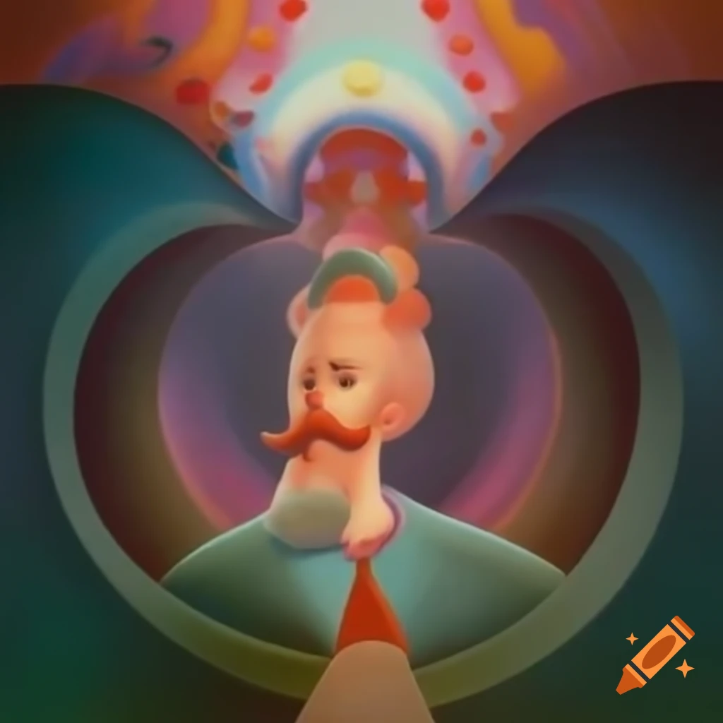 Surrealist art composition with abstract elements