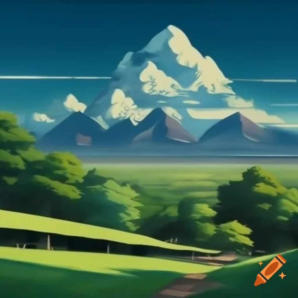 Geometric landscape in vintage oil painting style
