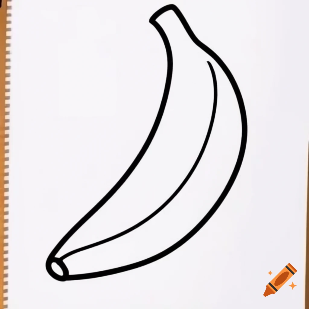 Simple black outline drawing of a banana for kids coloring book