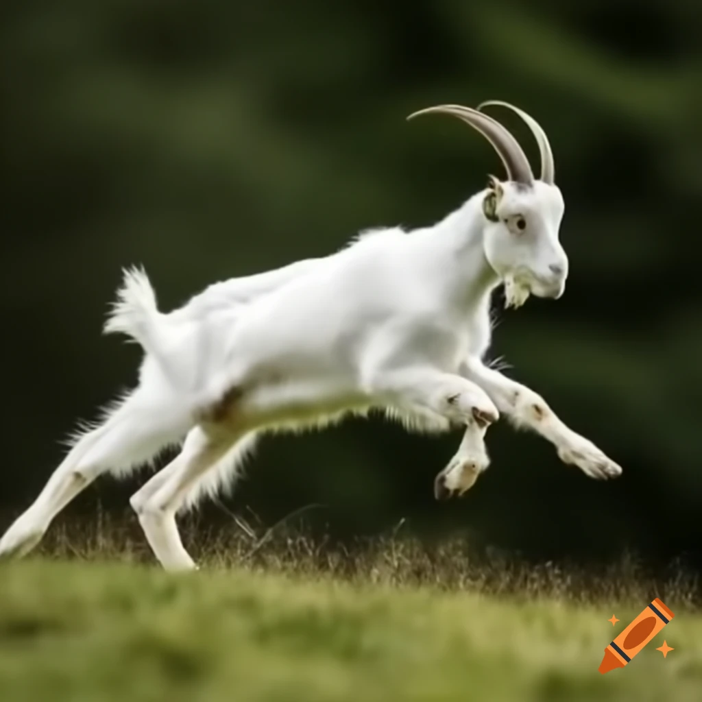 Goat soaring through the sky