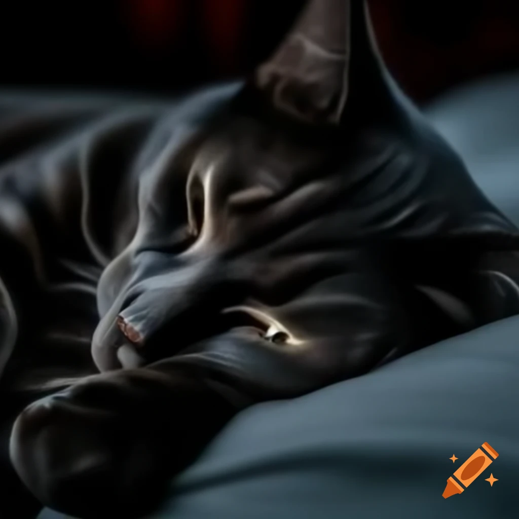 Black cat peacefully sleeping