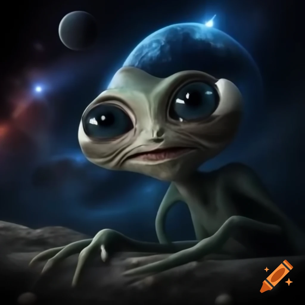 Surreal cosmic dream war scene featuring aliens at an amphitheater