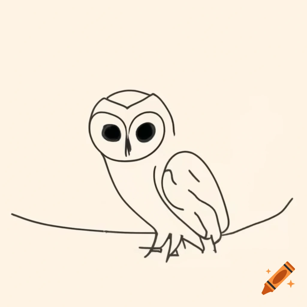 Single continuous line drawing of an owl without background on craiyon