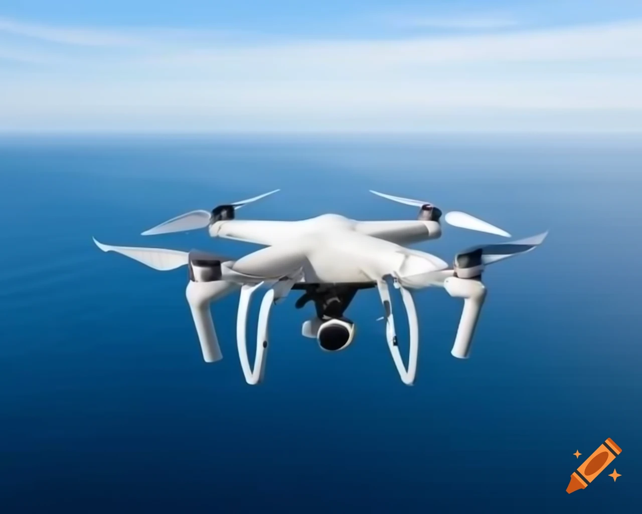 Drone flying over the ocean