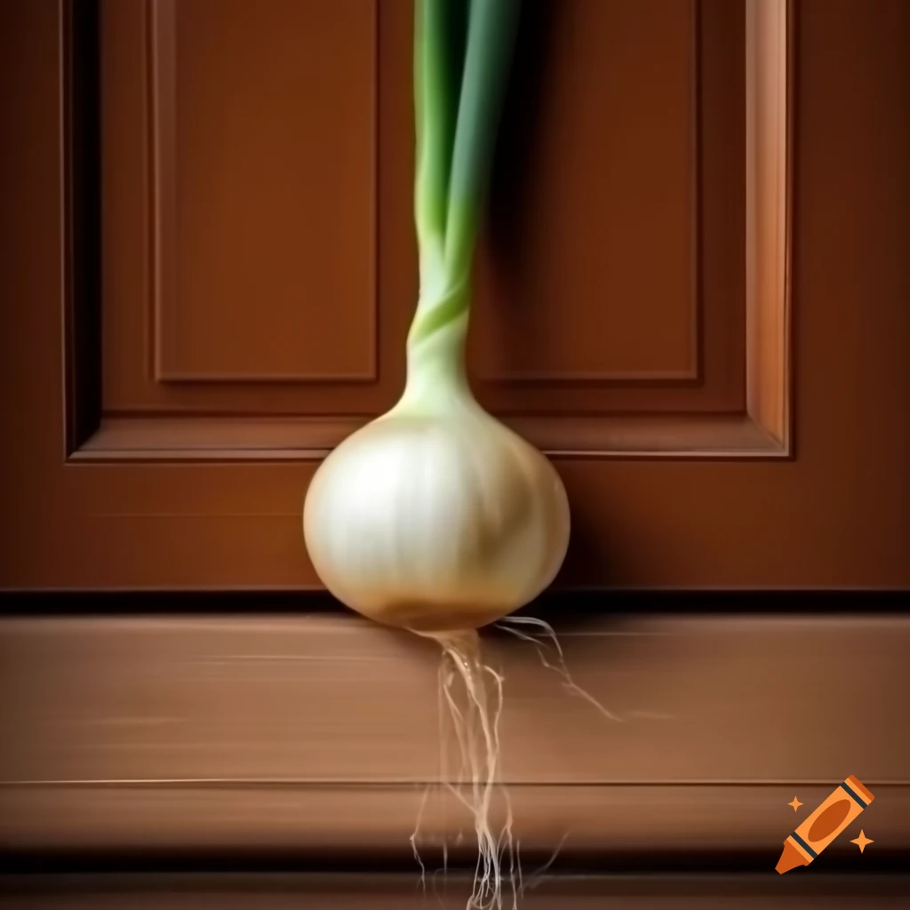 An onion at the door, humorously illustrated