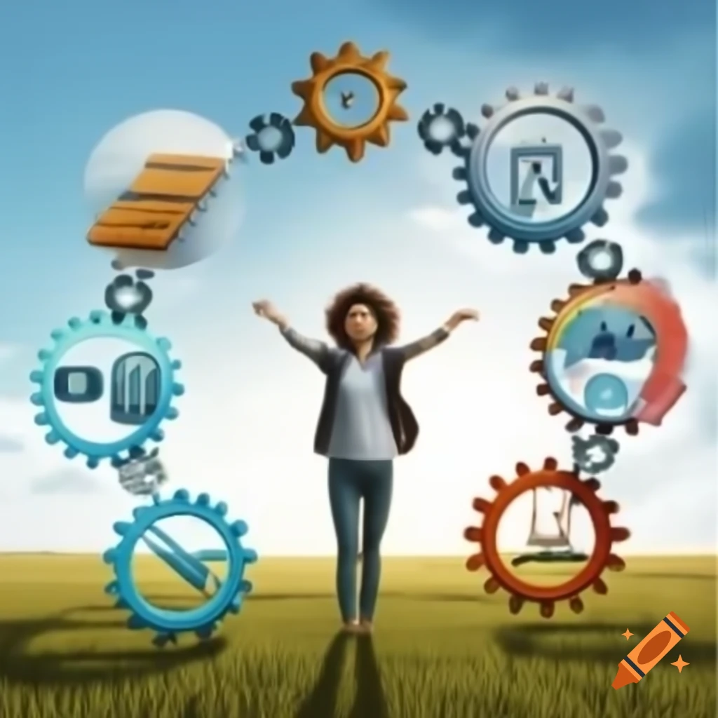Powerpoint theme illustrating ai and data harvesting with icons around