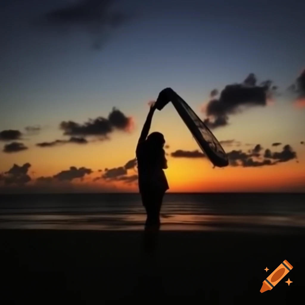 Shadows of a couple on the beach at sunset