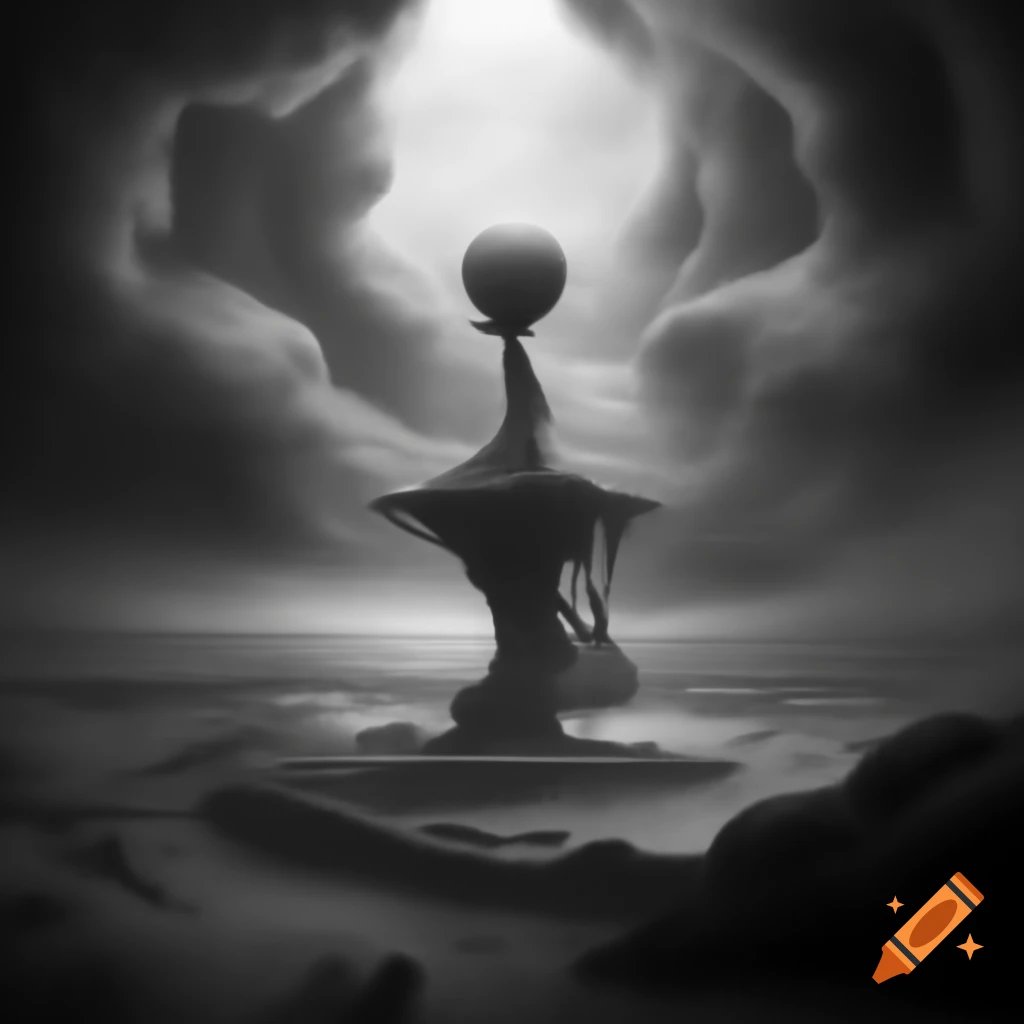 Surrealist monochrome artistic elements