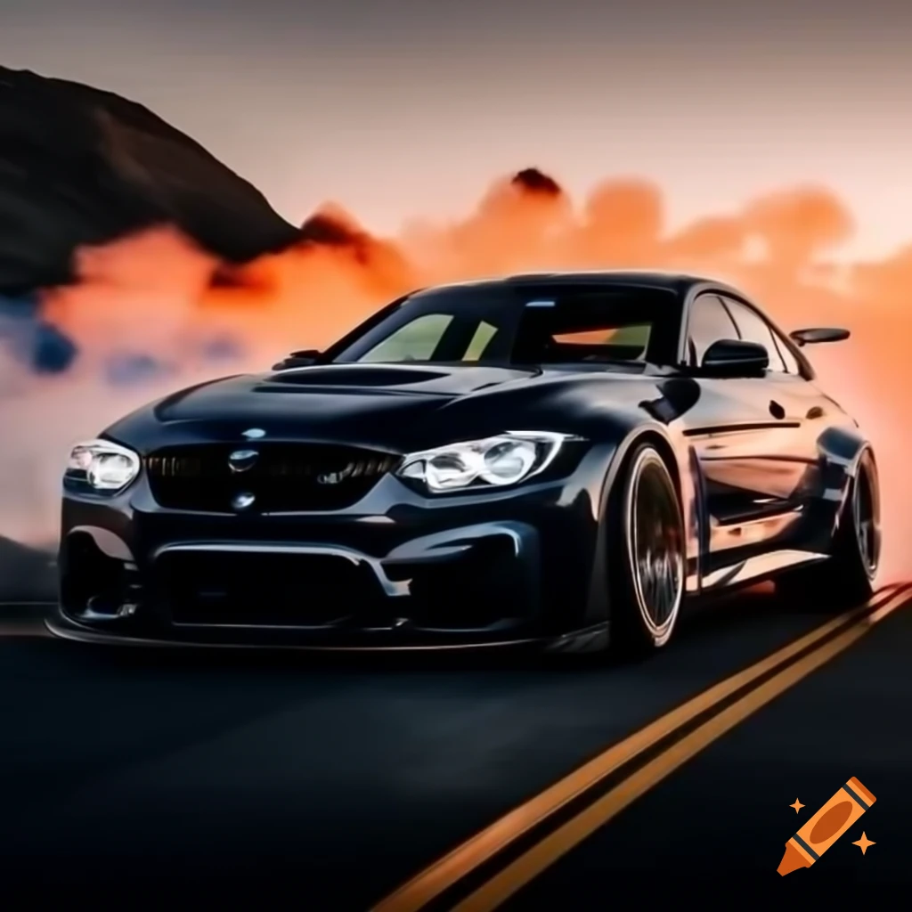 Silhouette of BMW M6 drifting