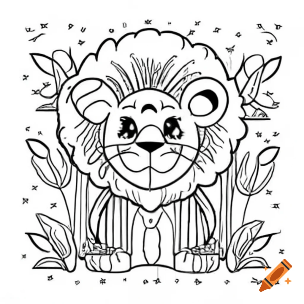 Lion Cub In The Jungle Coloring Page With Defined Lines On Craiyon
