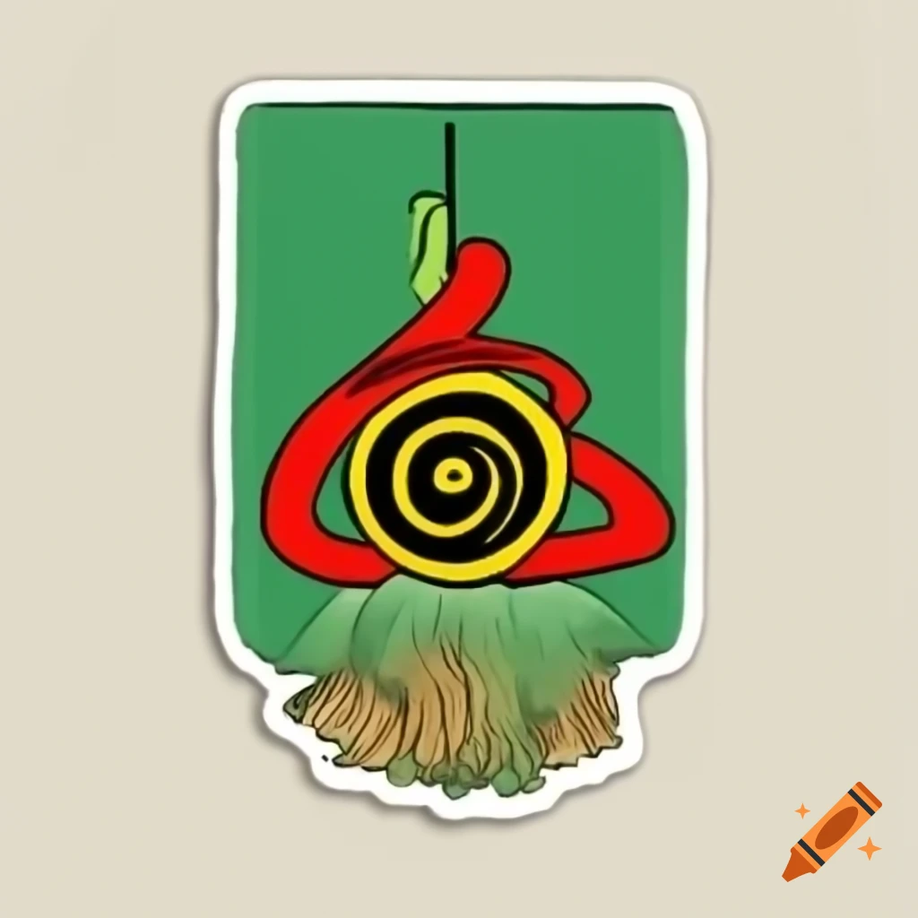 Rastafarian alien folklore tarot symbol with mystical designs on green background