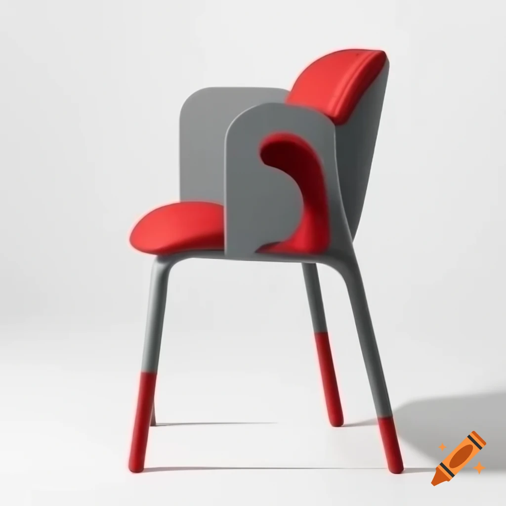 Modern chair designs shaped like the letter 'H' in anthracite gray and red