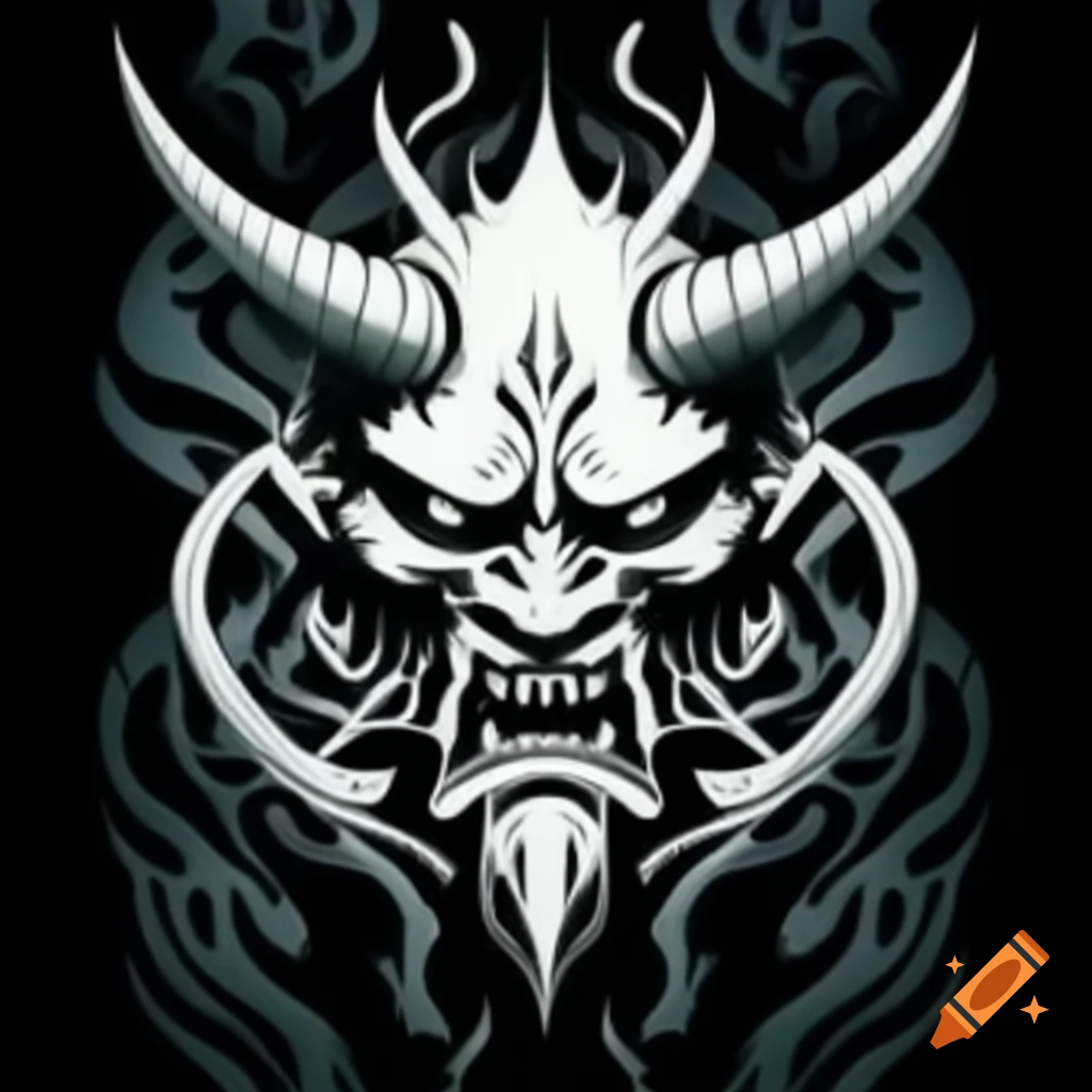 White oni tribal design illustration