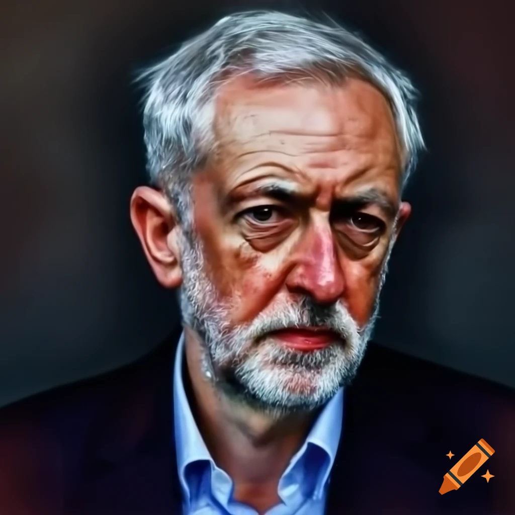 Abstract portrait of Jeremy Corbyn inspired by David Hockney's style