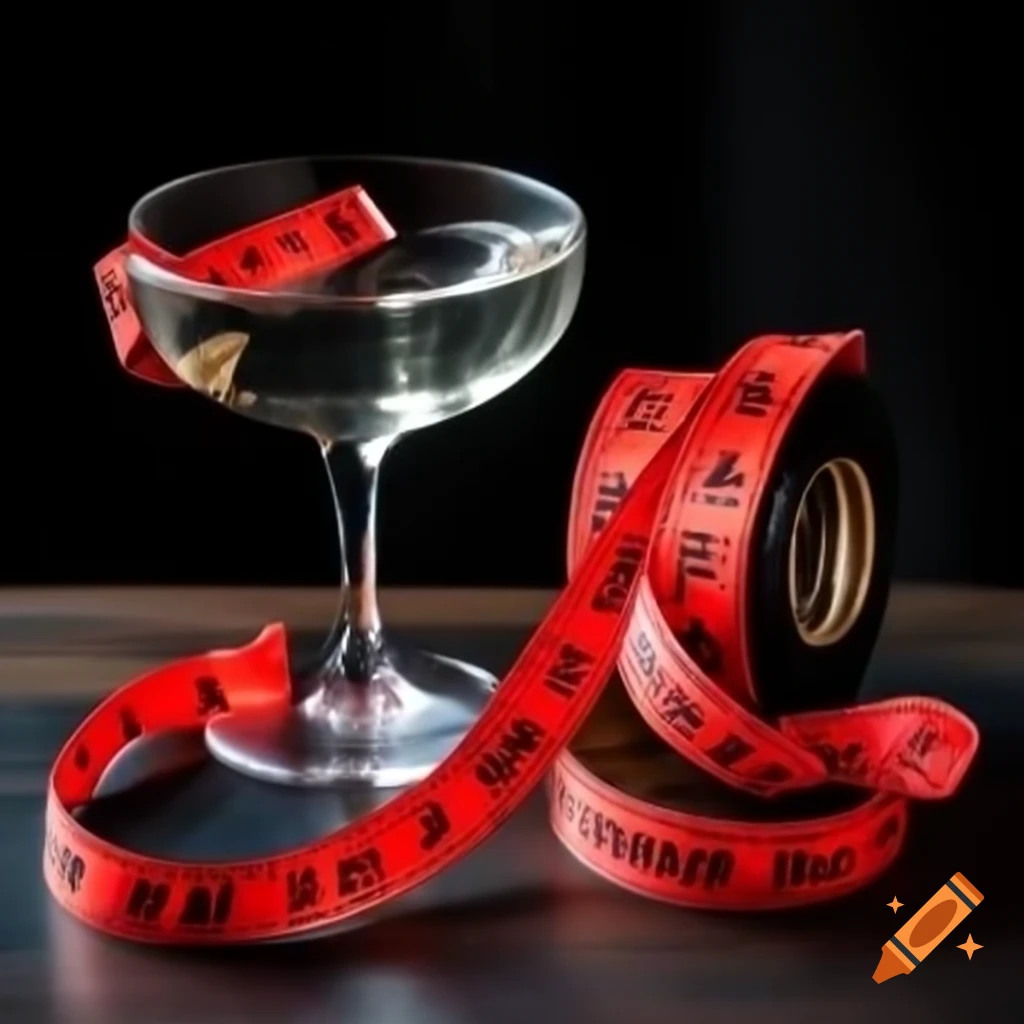 Red tape measure wrapped around cocktail glasses