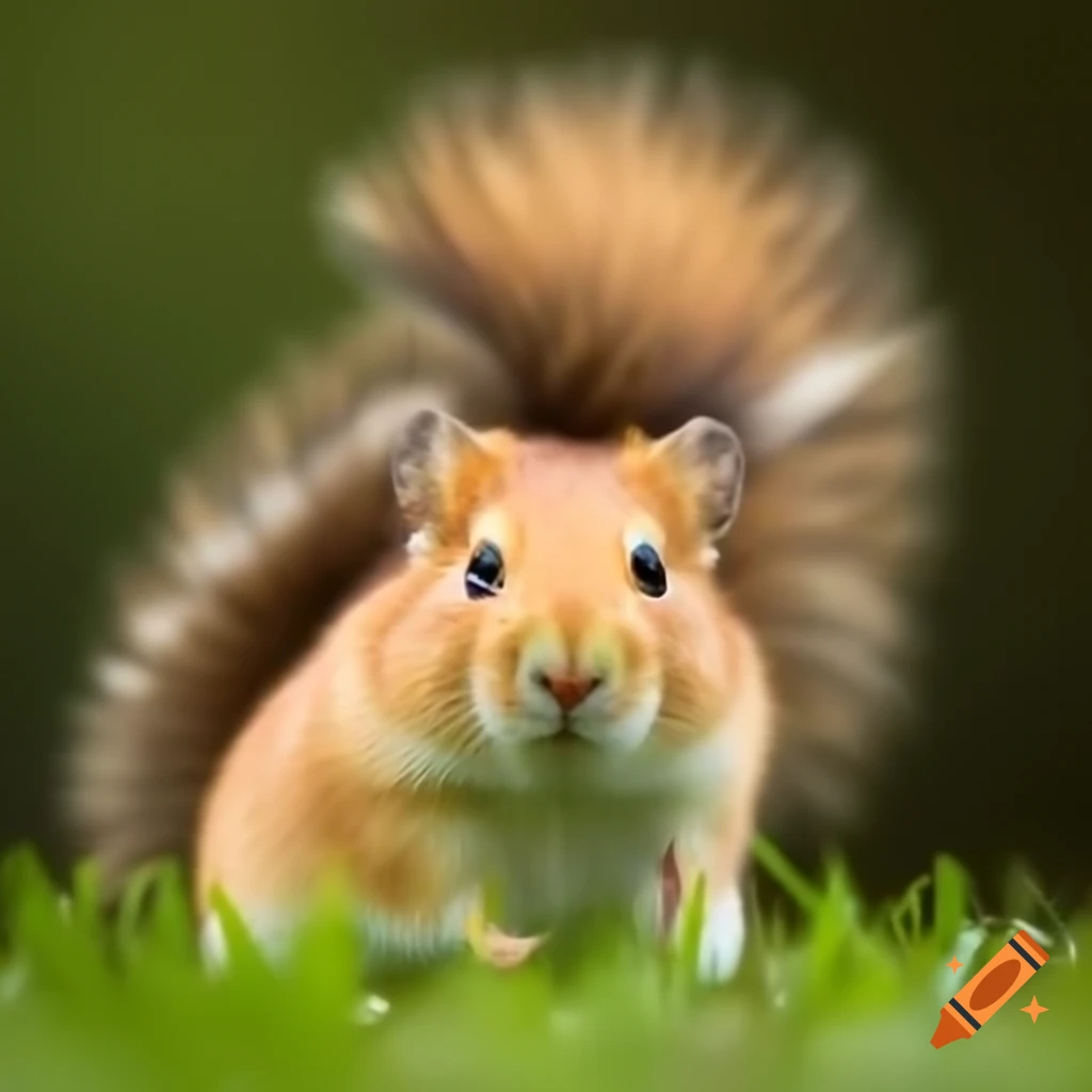 Hybrid creature combining features of a hamster and a European squirrel