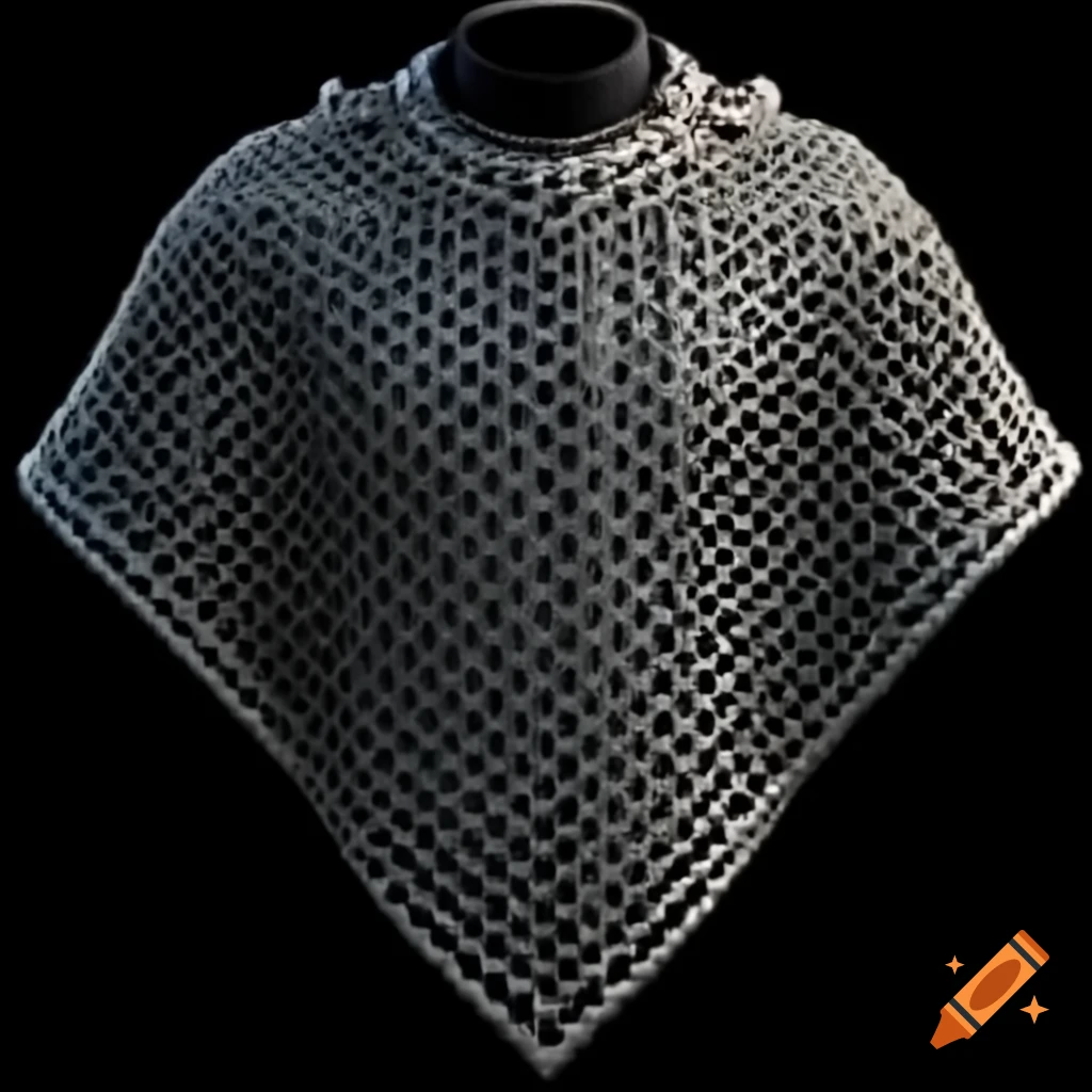 Triangular poncho crafted from crude dark iron chainmail