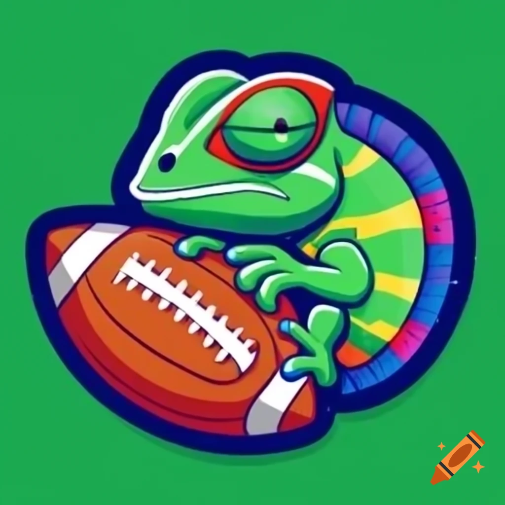 Colorful chameleon designer logo for American football, digital art