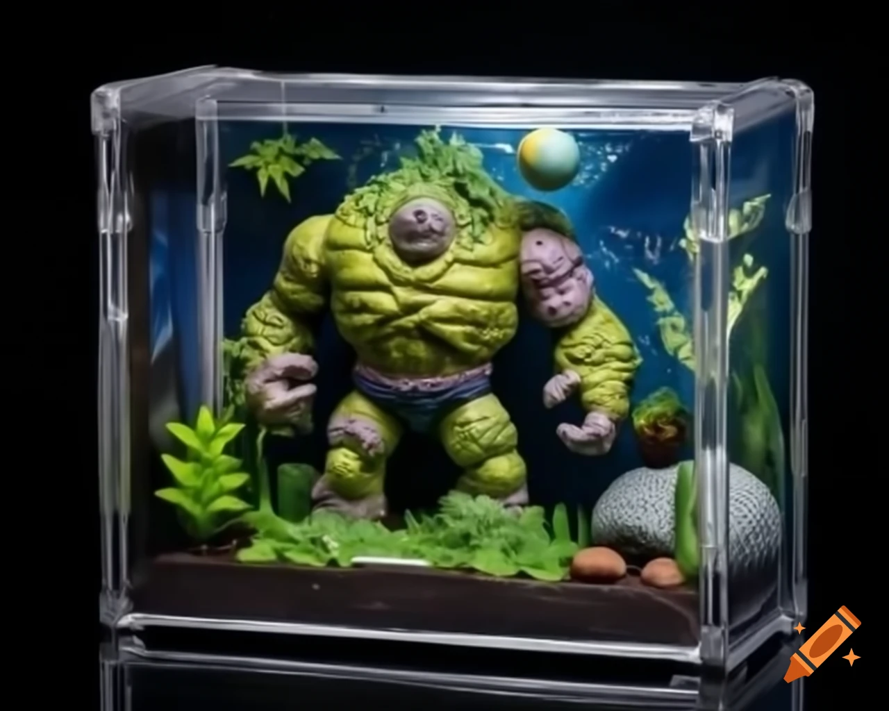 Collectible action figure of a plant and earth golem in packaging