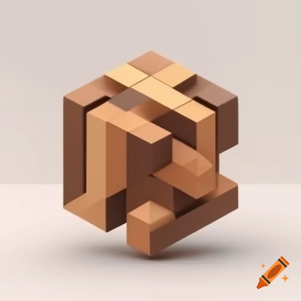 Blocky wood icon designed in polygon style