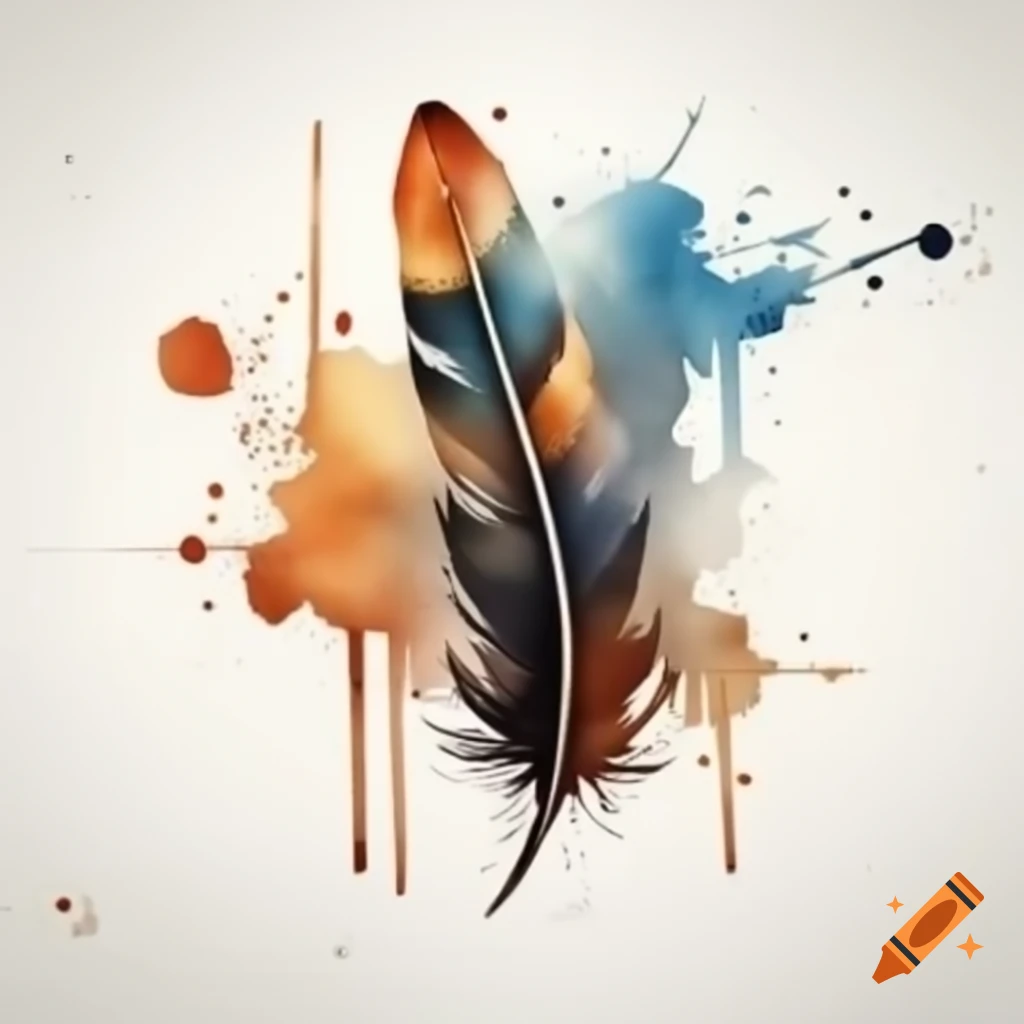 Multicolored feather with gritty, rugged post-apocalyptic urban backdrop