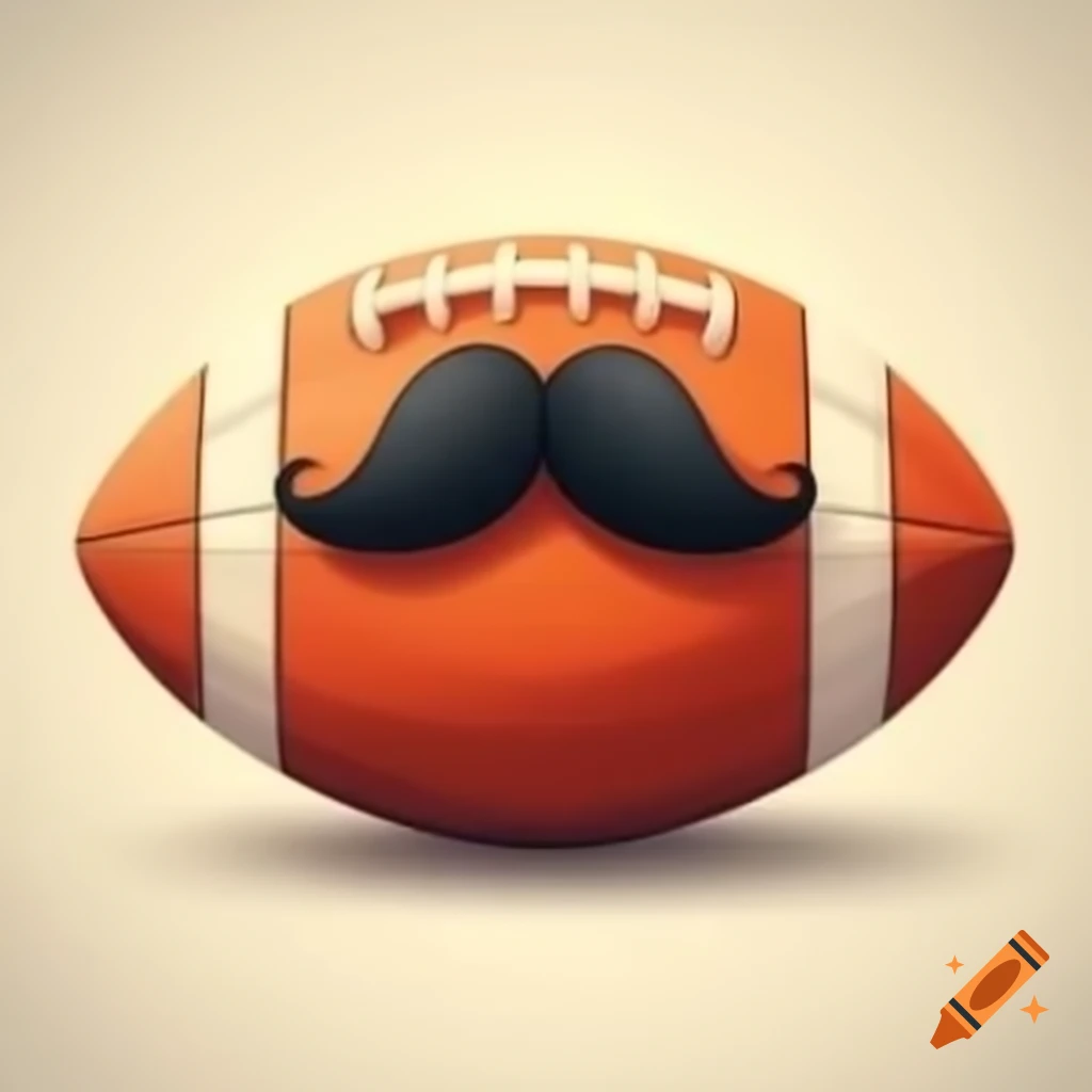 Cartoon football character with a mustache