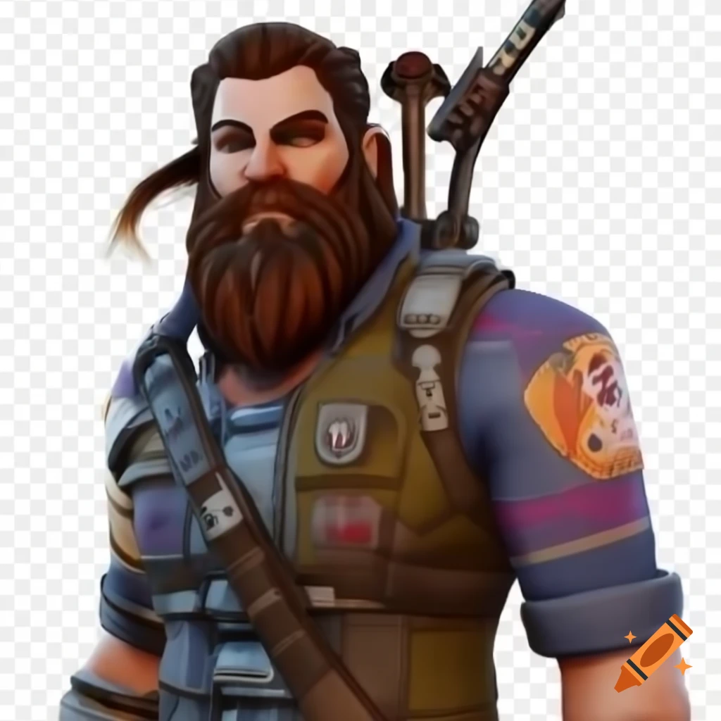 Black male character with beard and mmo cap in stylized fortnite scene