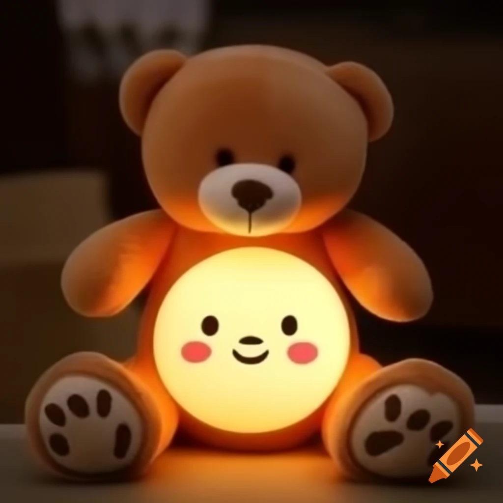 Teddy bear with LED round display showing a happy emote