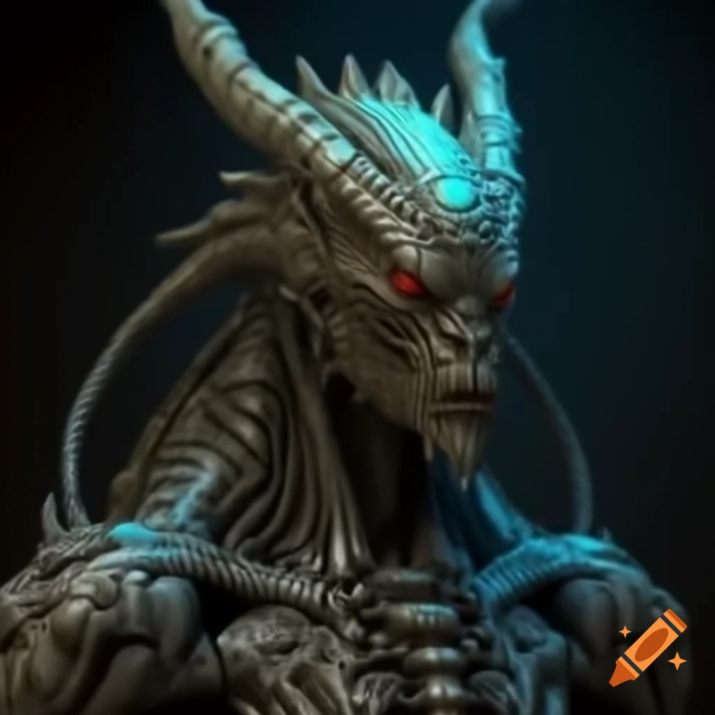 Cyberpunk depiction of a mythical creature
