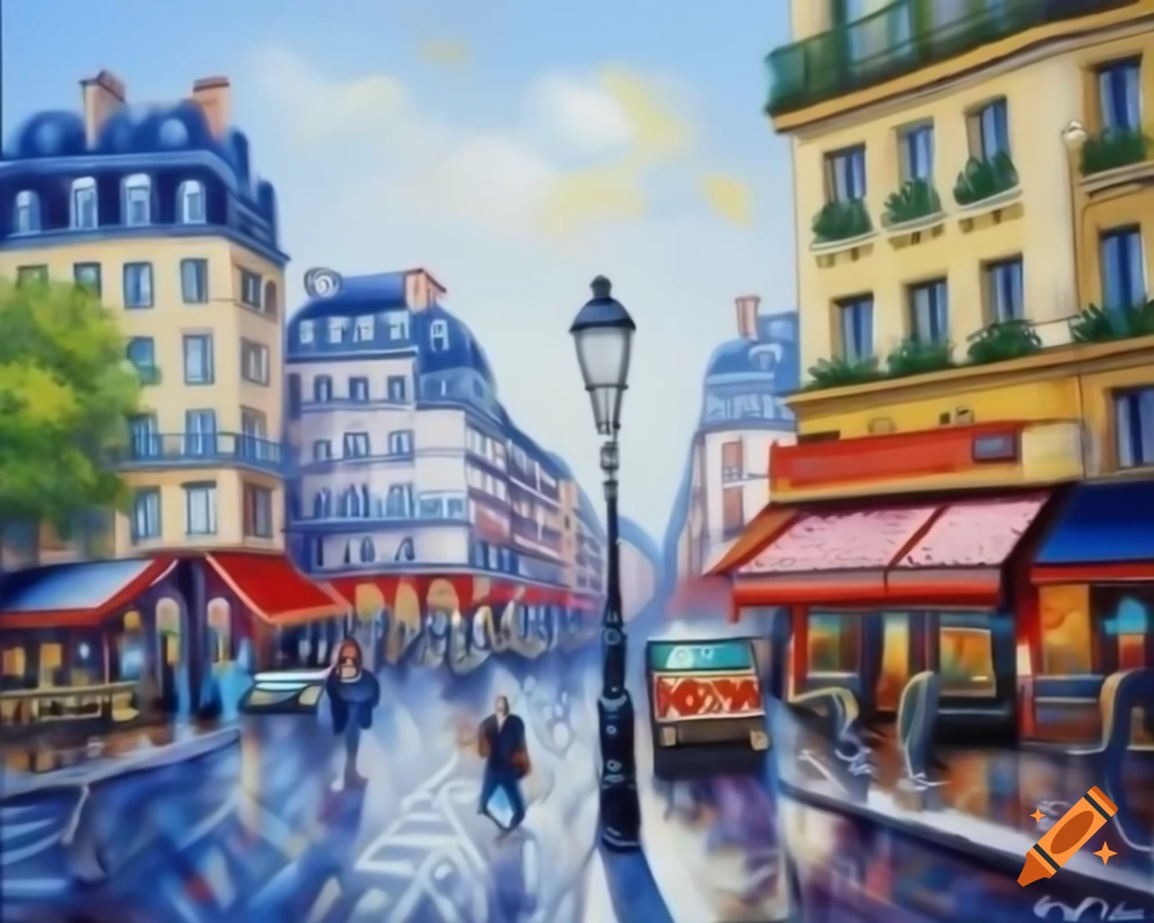 Oil painting of Paris showcasing its iconic architecture