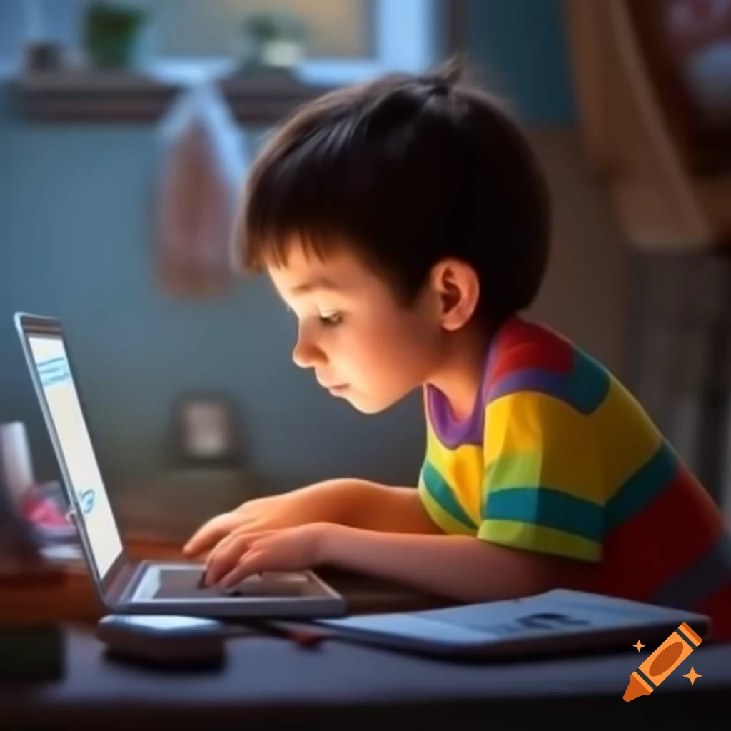 Child working on laptop