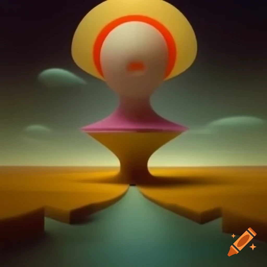 Surrealist art composition with unconventional elements