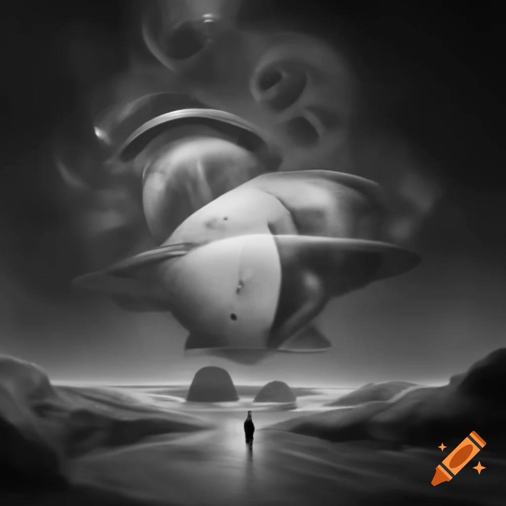 Surrealist monochrome image with dominant single color