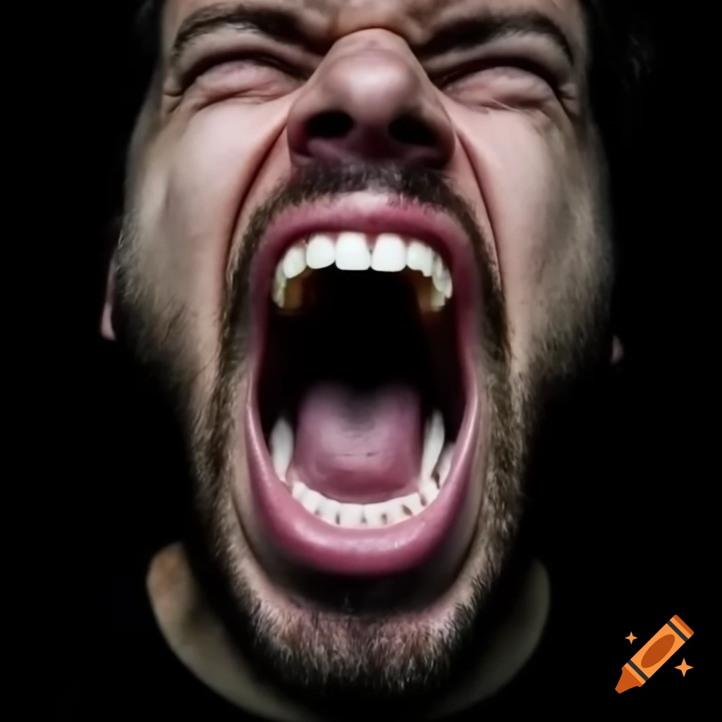 Close-up of a man expressing intense emotion