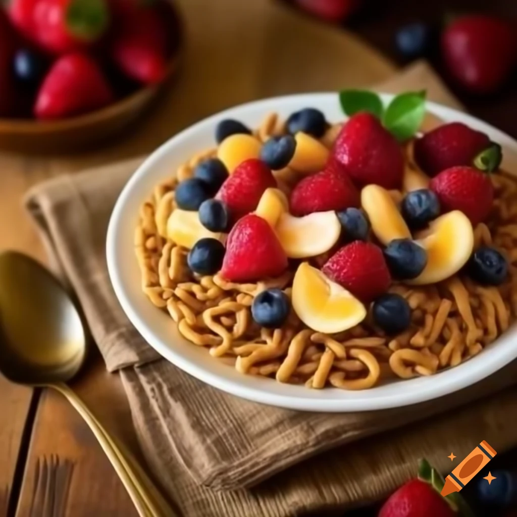 Morning coffee scene with cup, cereal, toast, fruits, and yogurt, outlined