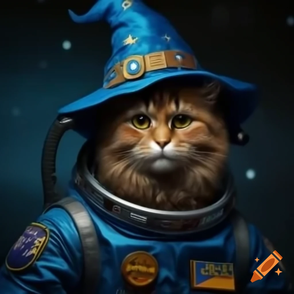 Wizard in space suit exploring outer space