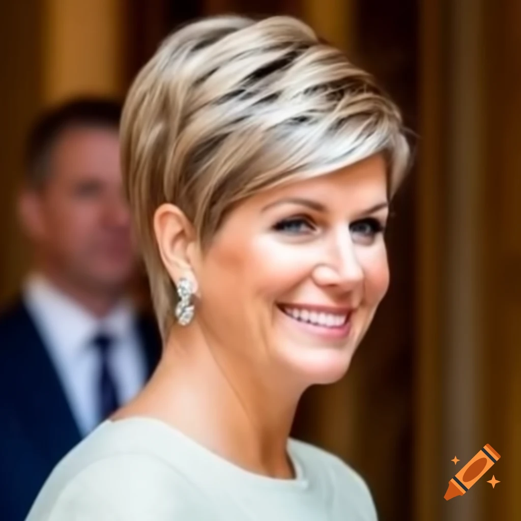 Queen Maxima showcasing her new short pixie haircut