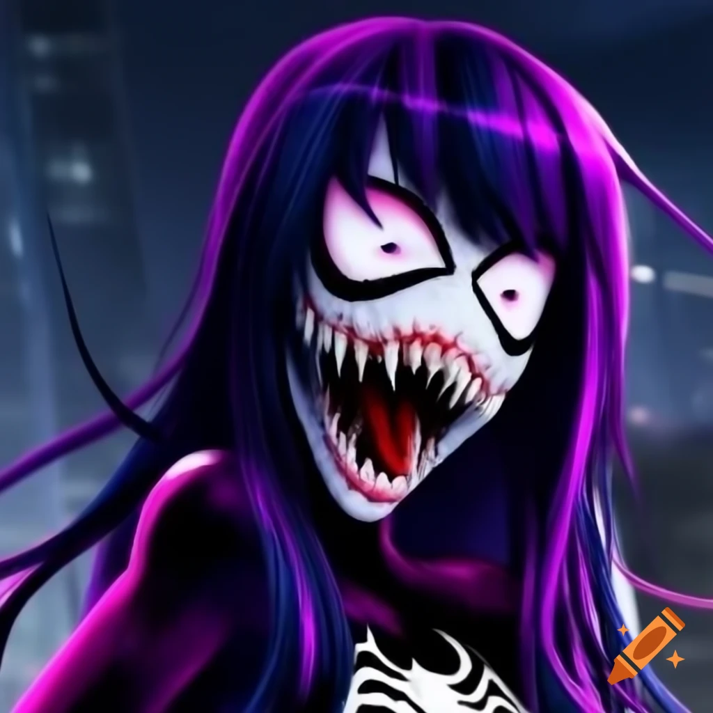 Yuri from DDLC reimagined with Venom Symbiote features