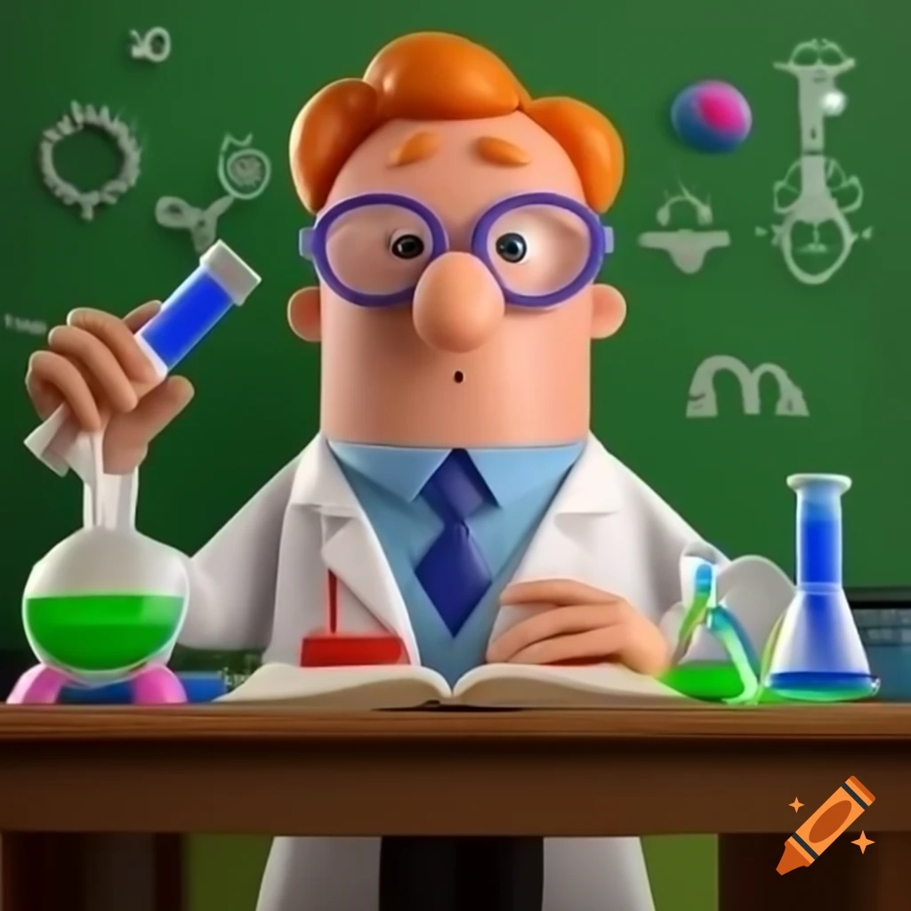 Humorous depiction of Albert Einstein as a science teacher in color