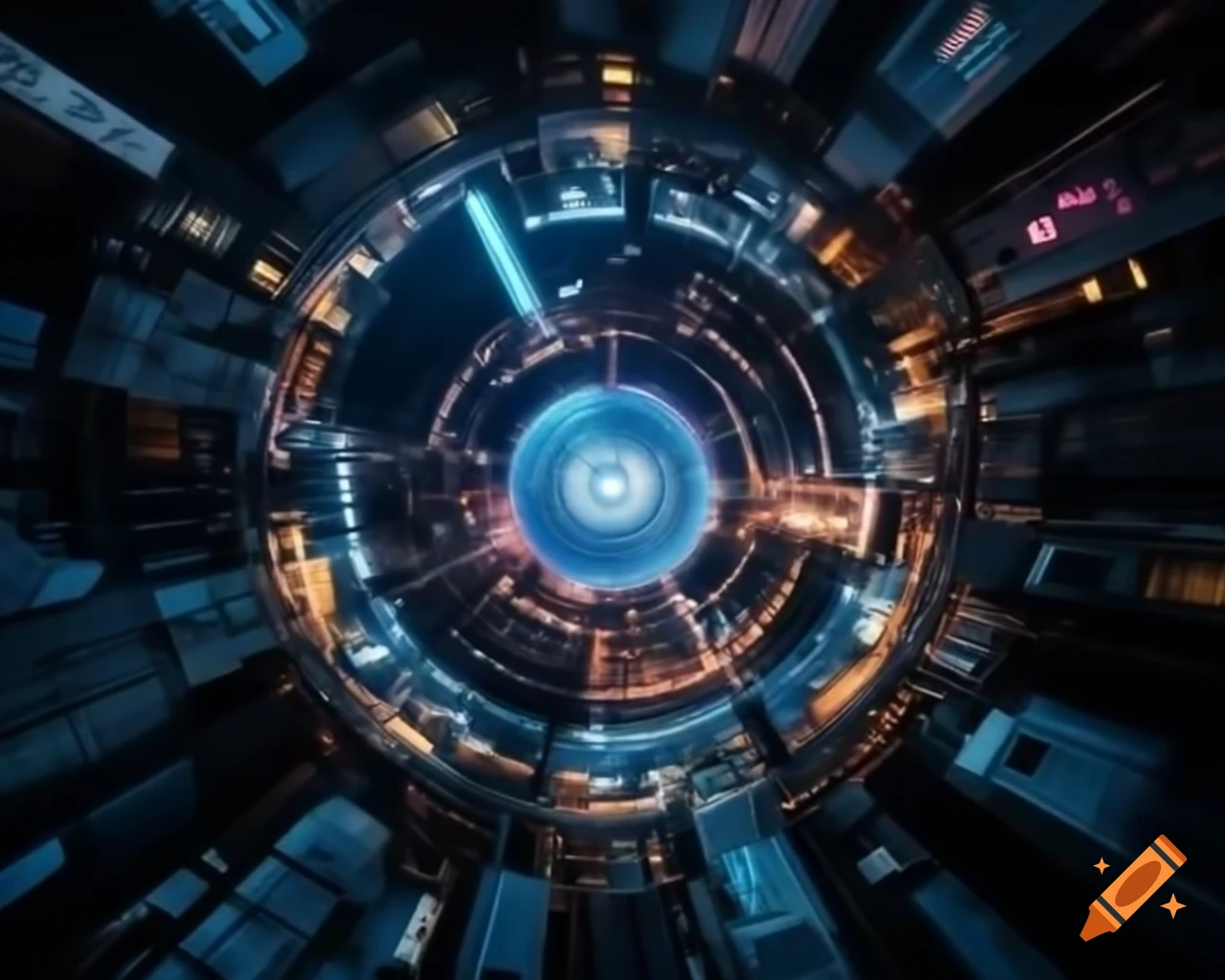 Futuristic city with advanced metal buildings