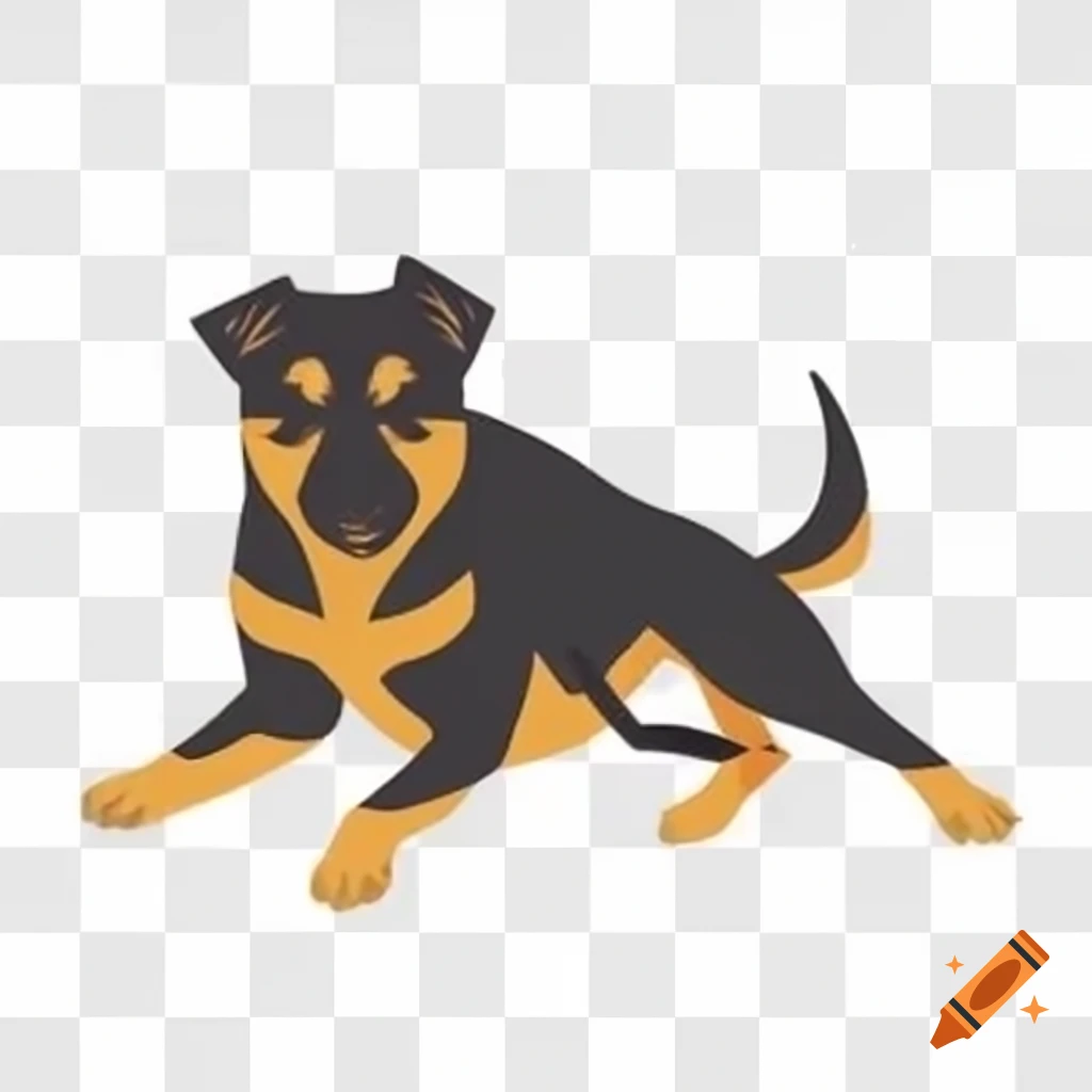 Turn of the century painting of a mutt dog, half German Shepherd, on transparent background